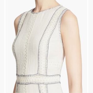 ALICE + OLIVIA l  Maelyn Crochet Chiffon Sleeveless Off White Midi Dress XS/0